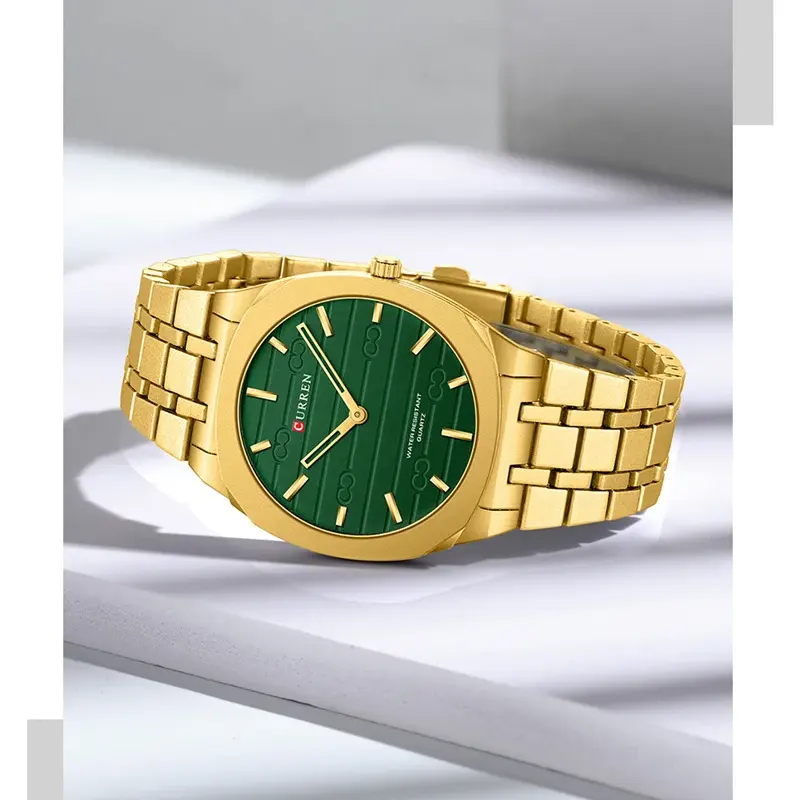 Curren Ultra Slim Green Dial Gold-tone Men's Watch | 8444